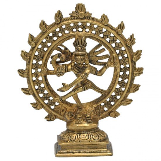 Shiva Nataraja - messing - dubbele ring goudkleurig