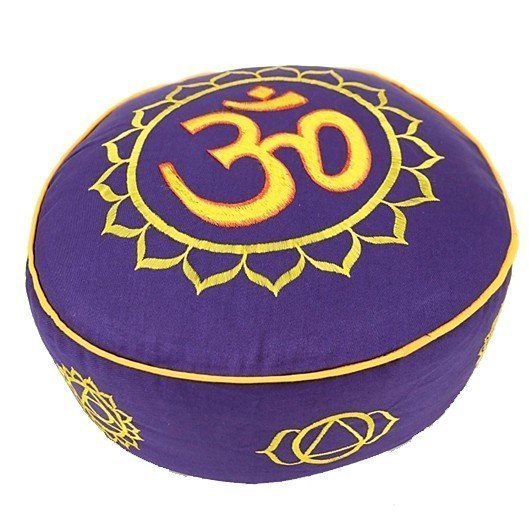 Meditatiekussen violet 7 chakra's geborduurd